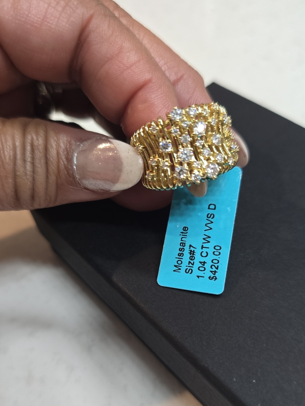 Gold Moissanite Statement Ring